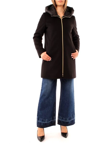 CAPPOTTO CON CAPPUCCIO E PETTORINA AMOVIBILE DONNA NERO