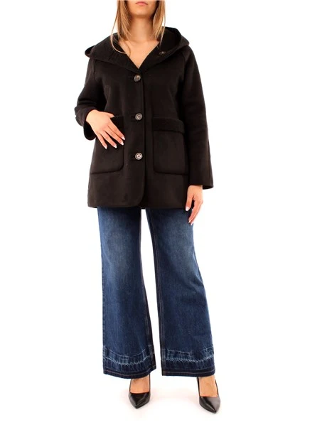 CAPPOTTO LUNGO REVERSIBILE DONNA NERO