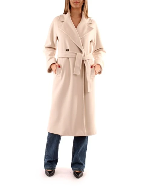 CAPPOTTO LUNGO DOPPIOPETTO DONNA BIANCO PANNA