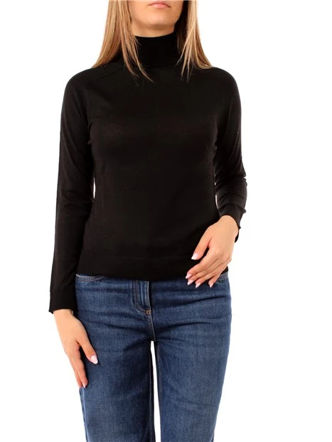 MAGLIA A COLLO ALTO IN MISTO LANA DONNA NERO