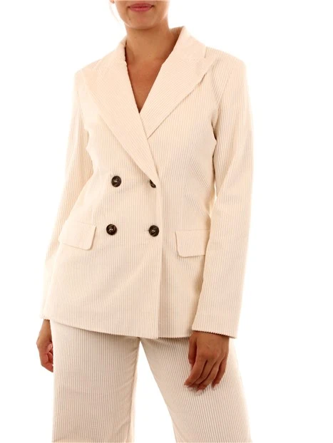 GIACCA BLAZER IN VELLUTO A COSTE DONNA BIANCO PANNA