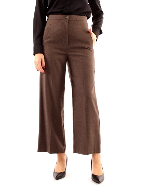 PANTALONI CROPPED CON ELASTICO DONNA MARRONE
