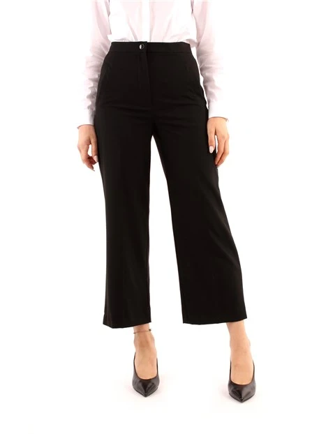 PANTALONE CROPPED IN FLANELLA DONNA NERO