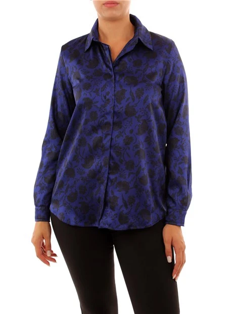 CAMICIA A FANTASIA FLOREALE DONNA BLU NAVY
