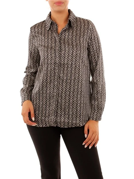 CAMICIA A FANTASIA GEOMETRICA DONNA NERO