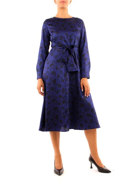 ABITO MIDI A FANTASIA FLOREALE DONNA BLU