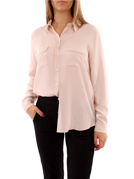 CAMICIA IN MISTO SETA CON TASCHINI DONNA BEIGE