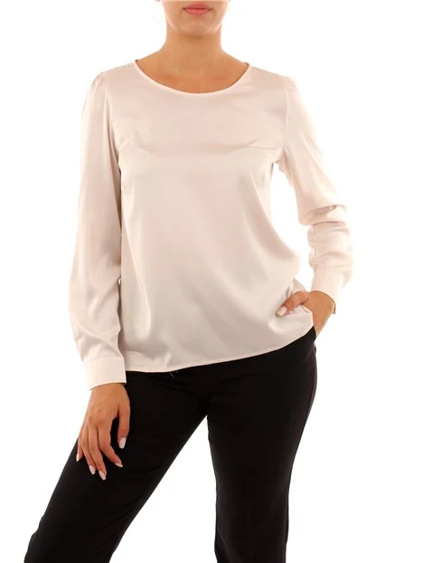 BLUSA GIROCOLLO IN RASO DONNA BEIGE