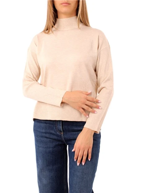 MAGLIA A COLLO ALTO DONNA BURRO