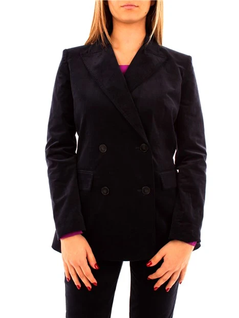 GIACCA BLAZER DOPPIOPETTO IN VELLUTO DONNA BLU