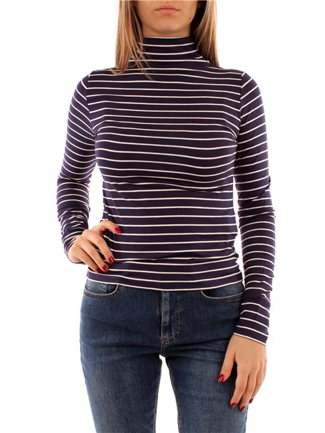 MAGLIA DOLCEVITA A RIGHE DONNA BLU