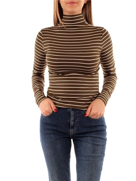 MAGLIA DOLCEVITA A RIGHE DONNA MARRONE