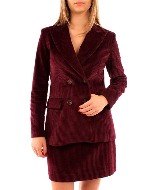 GIACCA BLAZER IN VELLUTO A COSTE DONNA BORDEAUX