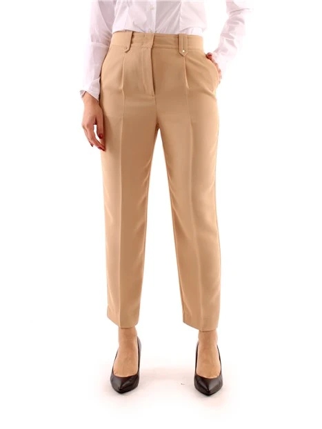 PANTALONI A SIGARETTA IN MISTO COTONE DONNA BEIGE