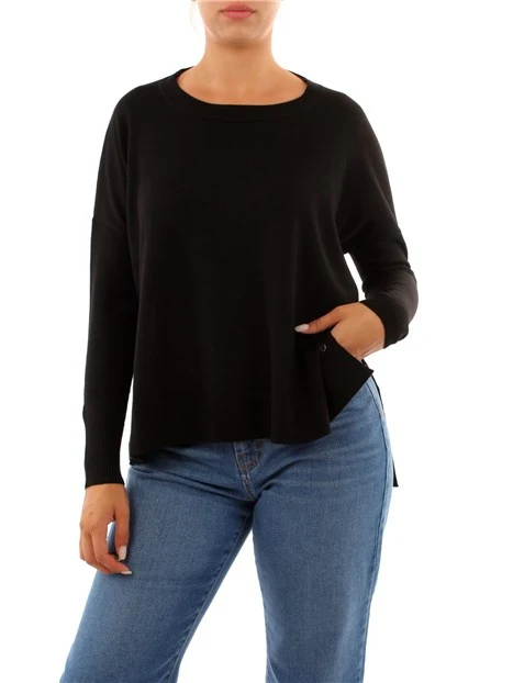 MAGLIA OVERSIZE IN PURA LANA DONNA NERO