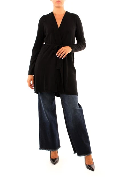CARDIGAN LUNGO CON PLISSÈ DONNA NERO