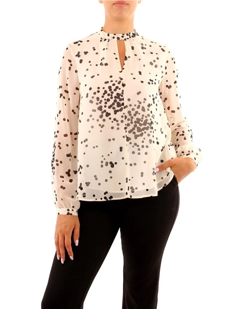 BLUSA IN GEORGETTE A POIS DONNA BIANCO