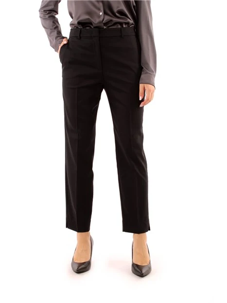 PANTALONI A SIGARETTA IN LANA DONNA NERO