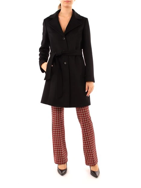 CAPPOTTO MONOPETTO IN PURA LANA DONNA NERO