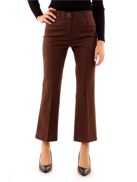 PANTALONI CROPPED A ZAMPA DONNA MARRONE