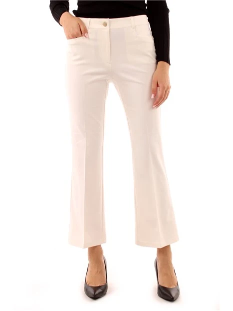 PANTALONI CROPPED A ZAMPA DONNA AVORIO
