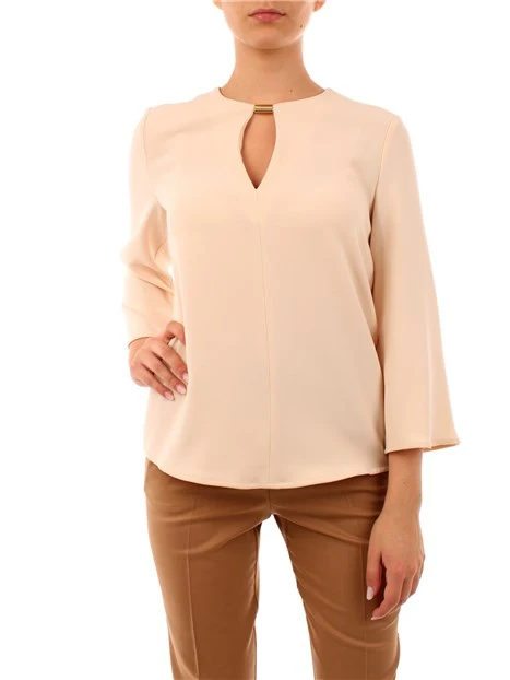 BLUSA GIROCOLLO CON MANICHE A 3/4 DONNA BEIGE