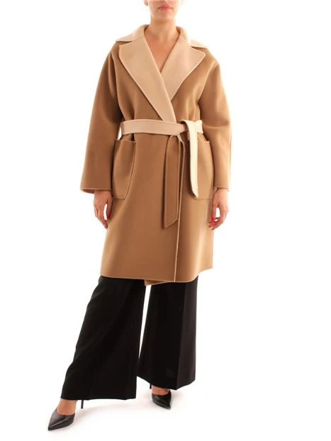 CAPPOTTO REVERSIBILE CON CINTURA DONNA BEIGE