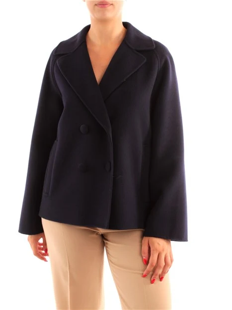 CAPPOTTO DOPPIOPETTO IN PURA LANA DONNA BLU