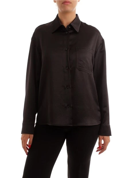 CAMICIA FUIDA IN RASO DONNA NERO