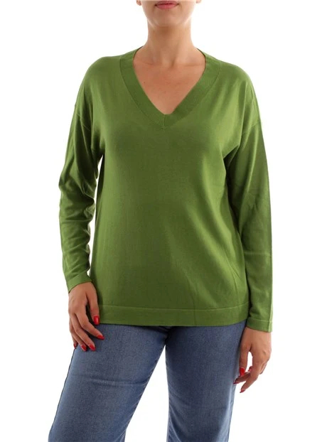 MAGLIA MORBIDA IN MISTO SETA MONOCOLORE DONNA VERDE