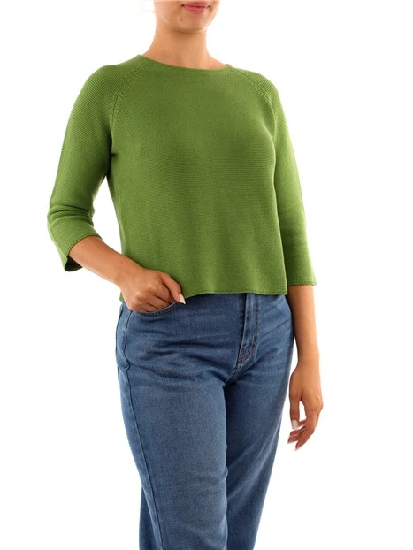 MAGLIA GIROCOLLO IN COTONE DONNA VERDE