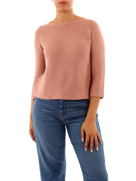 MAGLIA GIROCOLLO IN COTONE DONNA ROSA