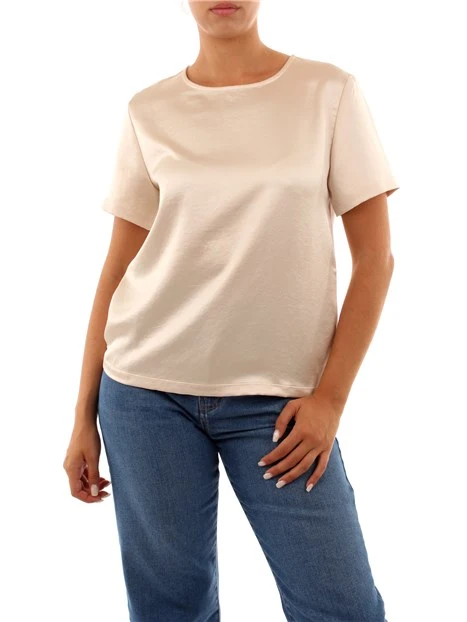 BLUSA GIROCOLLO IN RASO DONNA BIANCO PANNA