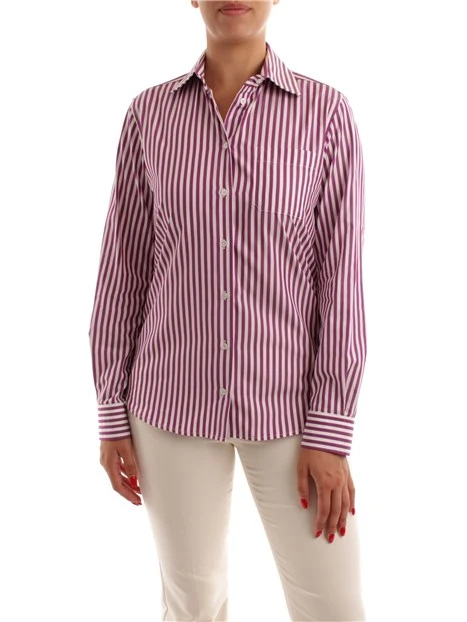 CAMICIA IN COTONE A RIGHE VERTICALI DONNA VIOLA
