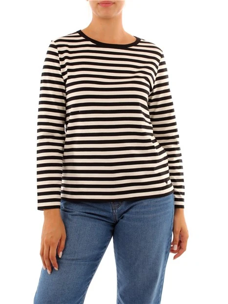 T-SHIRT IN JERSEY A RIGHE DONNA BIANCO NERO
