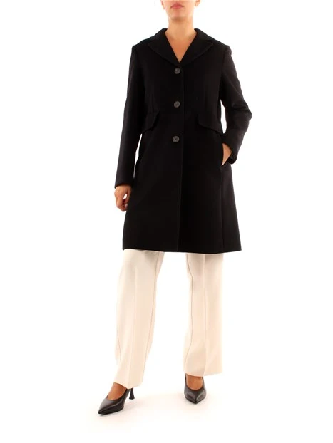 CAPPOTTO IN LANA MONOCOLORE DONNA NERO