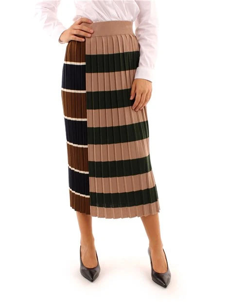 GONNA MIDI IN MAGLIA A FANTASIA DONNA BEIGE