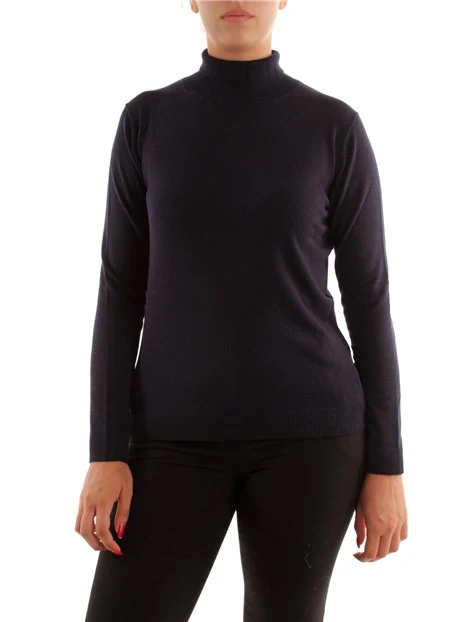 MAGLIA IN PUNTO RASATO DONNA BLU NAVY