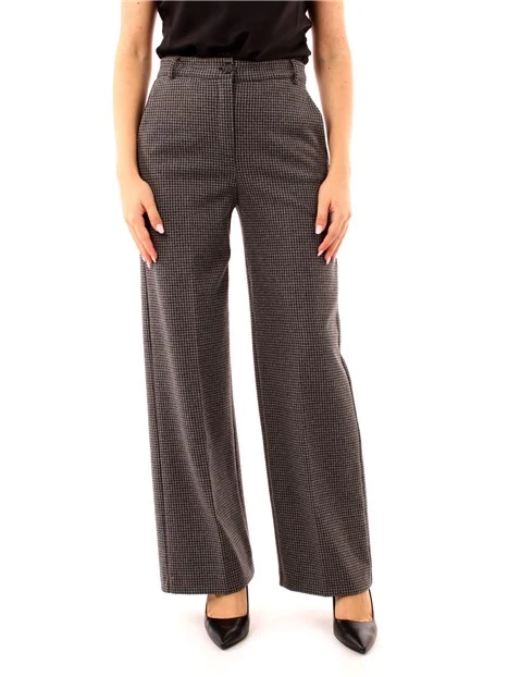 PANTALONI PALAZZO A QUADRI DONNA GRIGIO