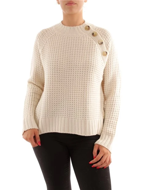 MAGLIA CON QUATTRO BOTTONI DONNA BIANCO