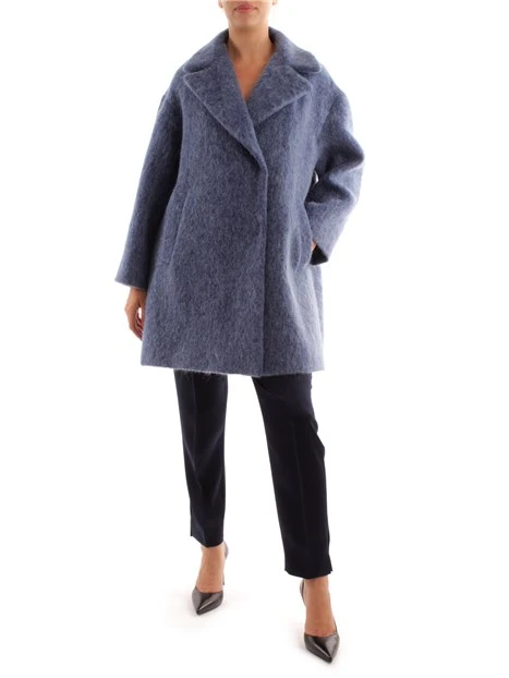 CAPPOTTO CON TASCHE A FILETTONE DONNA BLU