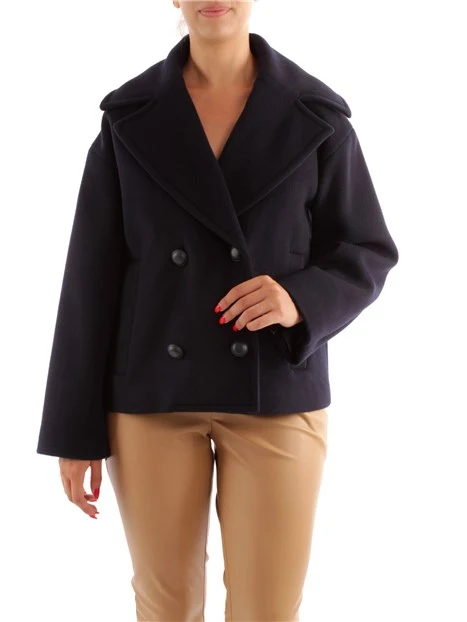 CAPPOTTO CABAN IN LANA DONNA BLU NAVY