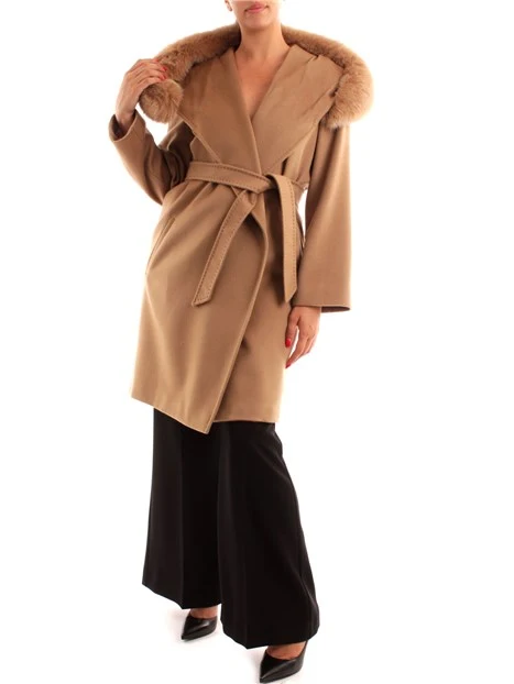 CAPPOTTO CON BORDO IN PELLICCIA DONNA BEIGE