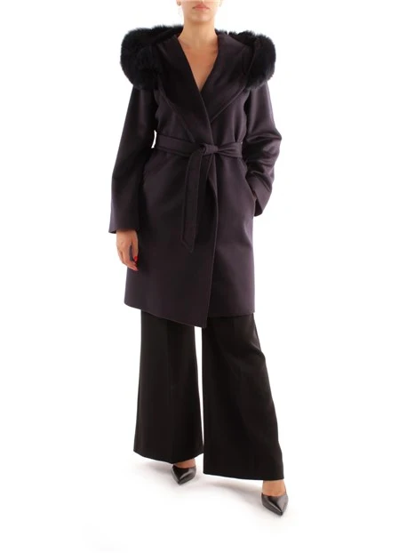 CAPPOTTO CON BORDO IN PELLICCIA DONNA BLU