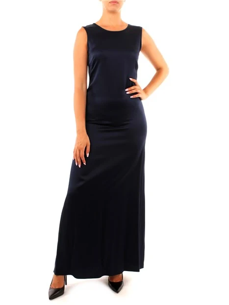 ABITO LUNGO IN CRÊPE SATINATO DONNA BLU