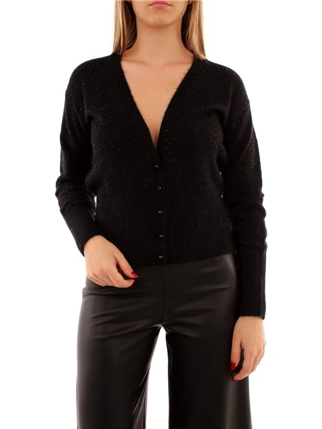 CARDIGAN IN MISTO LANA CON STRASS DONNA NERO
