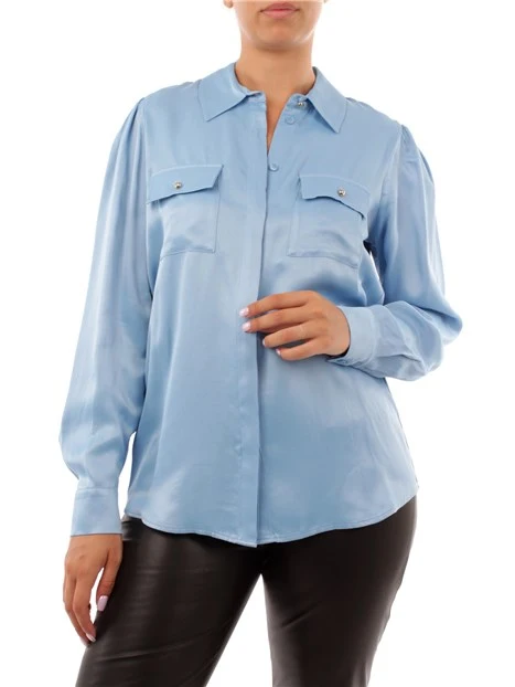 CAMICIA CON TASCHINI ECOSOSTENIBILE DONNA CELESTE