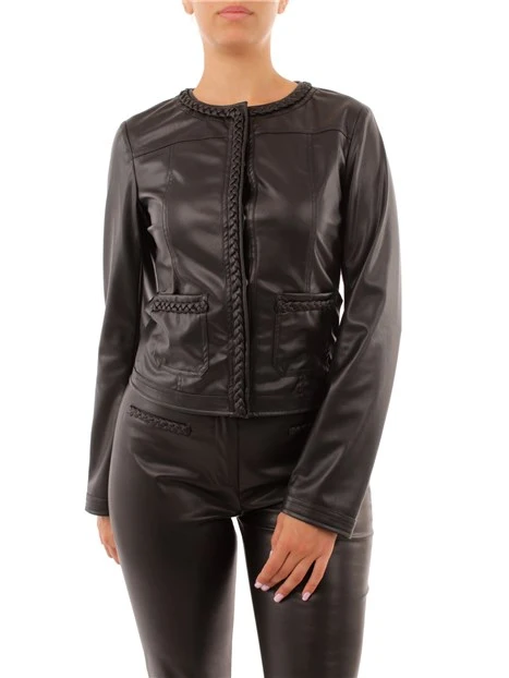 GIACCA IN TESSUTO SPALMATO DONNA NERO