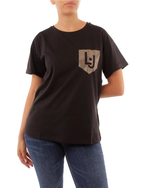 T-SHIRT CON TASCHINO LOGATO DONNA NERO