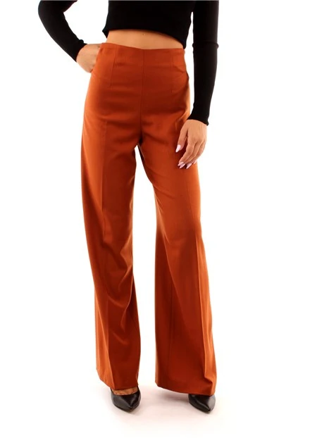 PANTALONI A PALAZZO IN MISTO LANA DONNA MARRONE